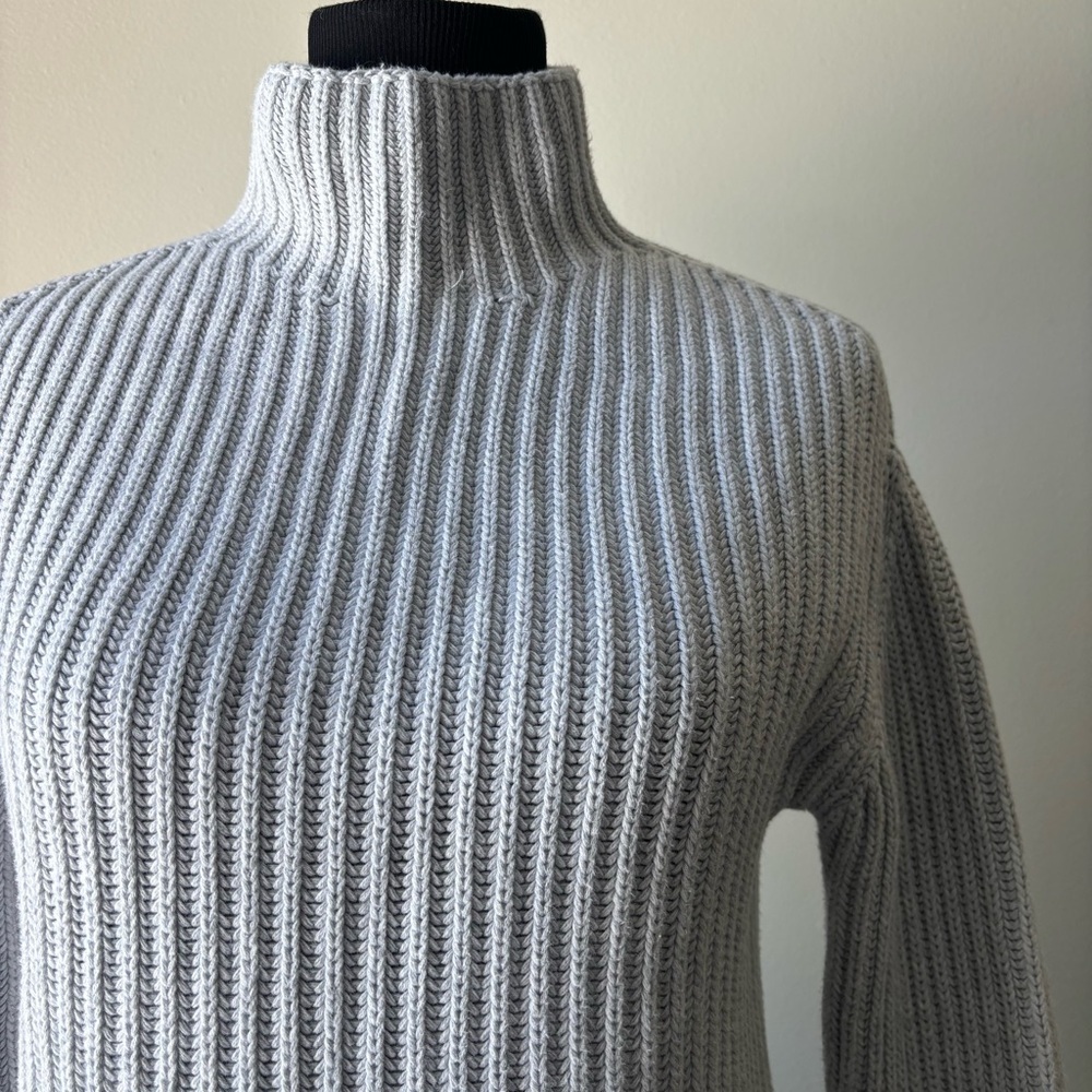 GAP Ribbed Mock Neck Sweater XS Gray 100% Cotton Classic - Picture 2 of 8